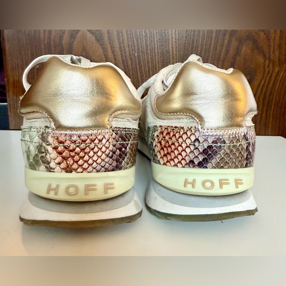 Hoff Women’s Metallic Rose Gold Snake-Accent Sneakers
